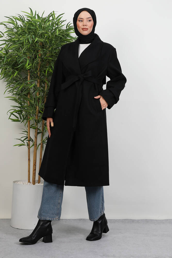 Ahuse Kaşe Kaban Siyah - LAMİAGİYİM