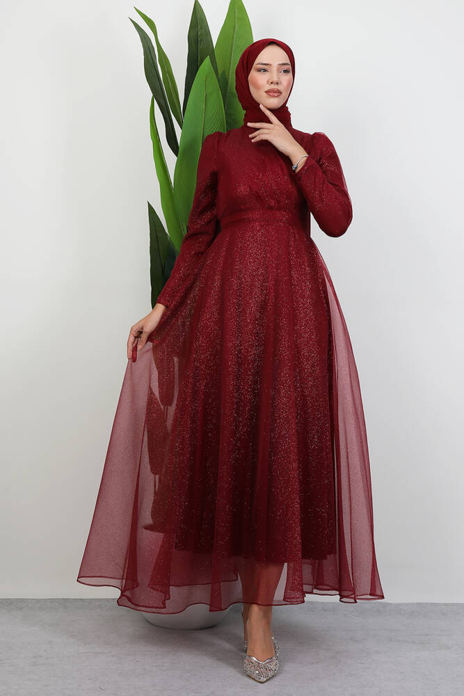 Alara Tesettür Abiye Bordo - LAMİAGİYİM