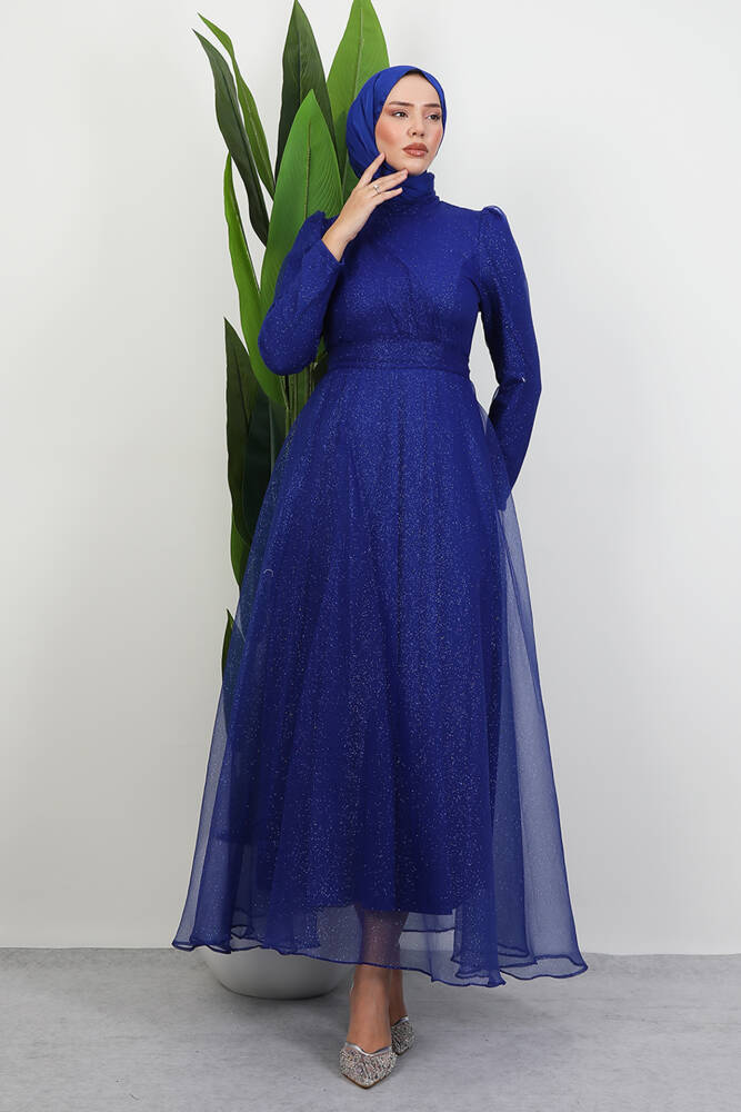 Alara Tesettür Abiye Gece Mavi - LAMİAGİYİM