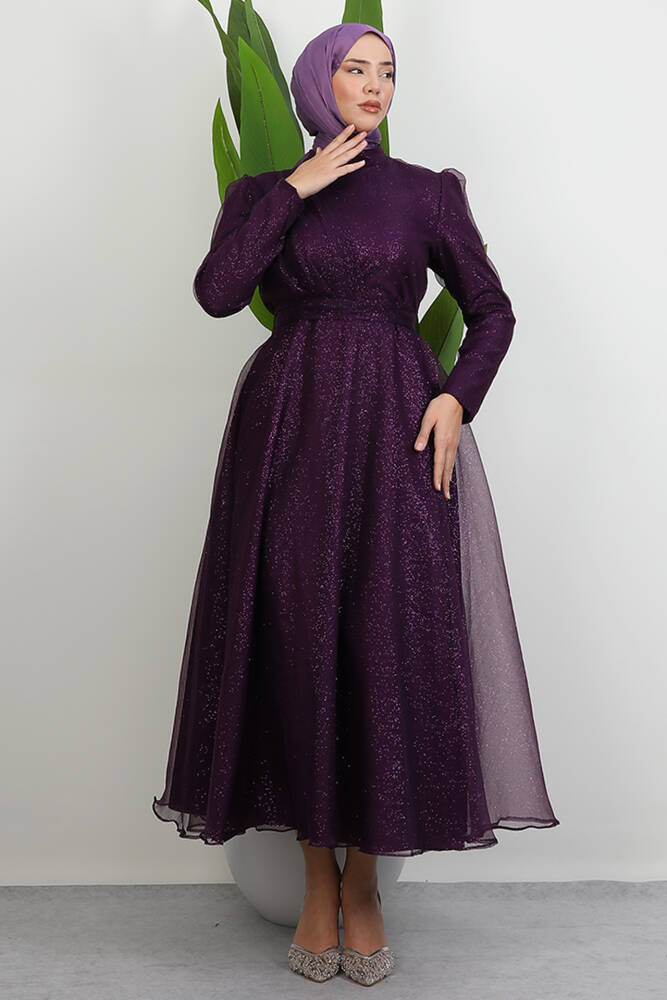 Alara Tesettür Abiye Mor - LAMİAGİYİM