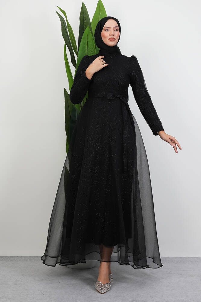 Alara Tesettür Abiye Siyah - LAMİAGİYİM
