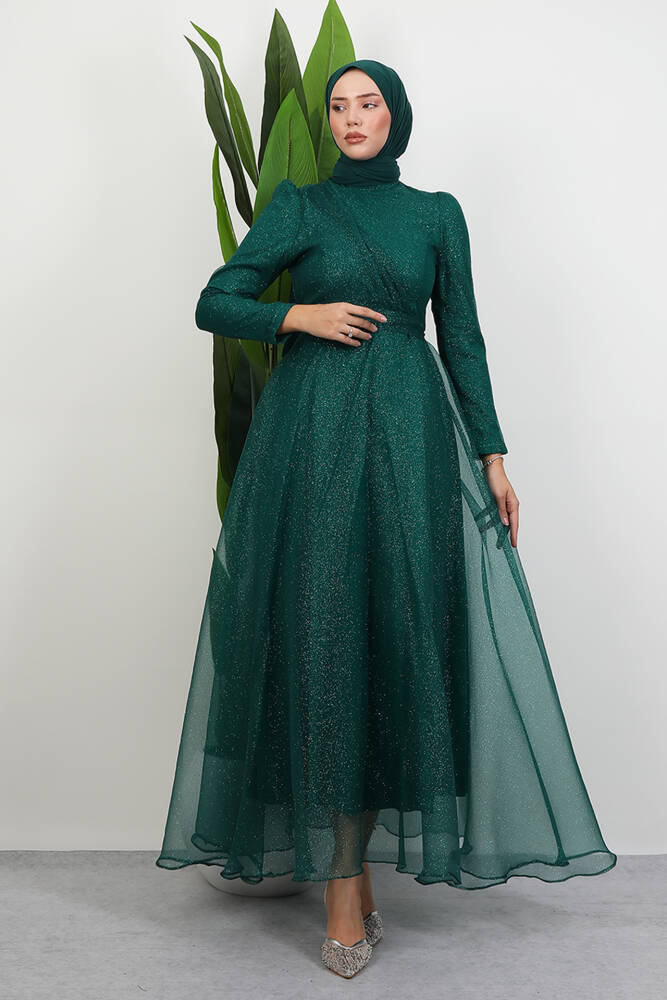 Alara Tesettür Abiye Zümrüt - LAMİAGİYİM