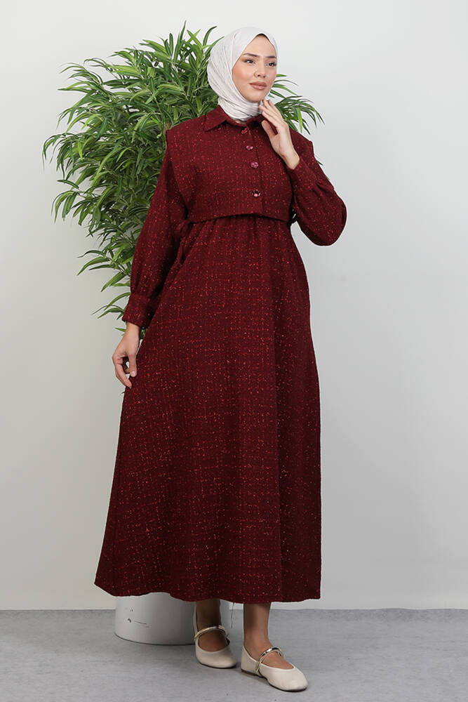 Alçin Tüvit Elbise Bordo - LAMİAGİYİM