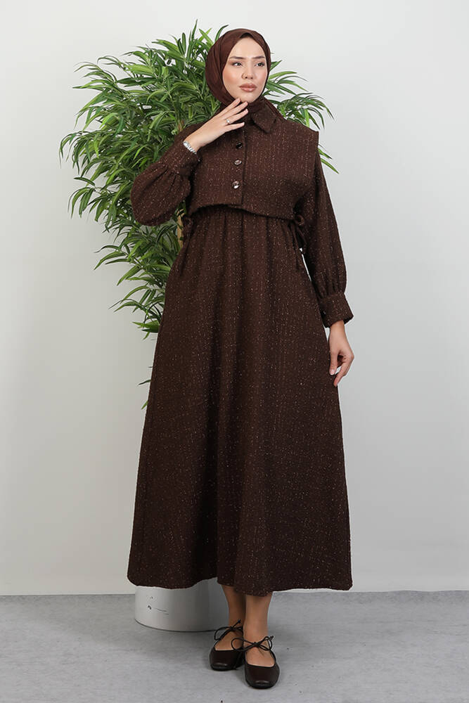 Alçin Tüvit Elbise Kahve - LAMİAGİYİM