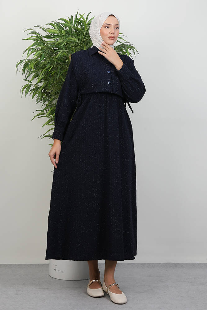 Alçin Tüvit Elbise Lacivert - LAMİAGİYİM