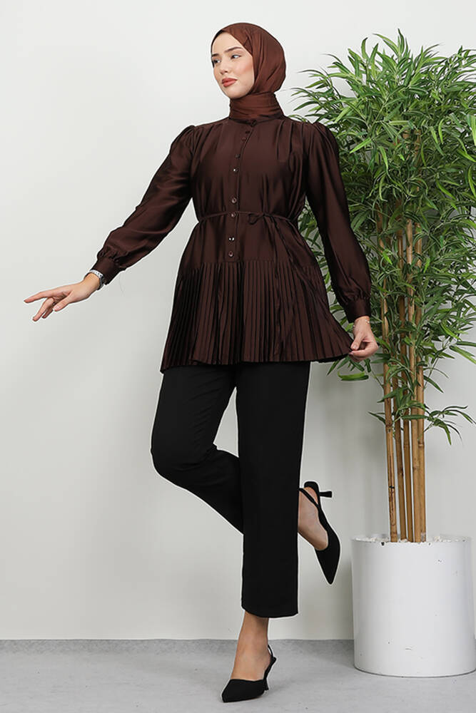 Altı Piliseli Gömlek Acı Kahve - LAMİAGİYİM