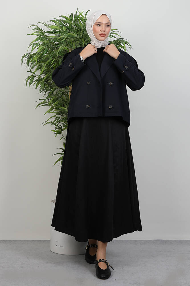 Apoletli Kısa Trenç Lacivert - LAMİAGİYİM