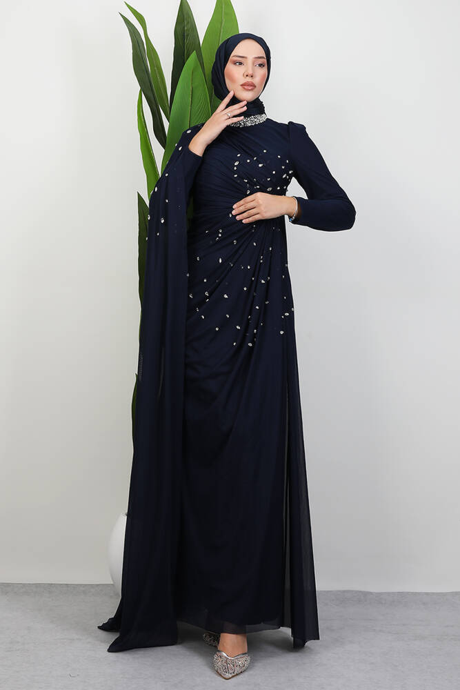 Asrın Boncuk Abiye Lacivert - LAMİAGİYİM