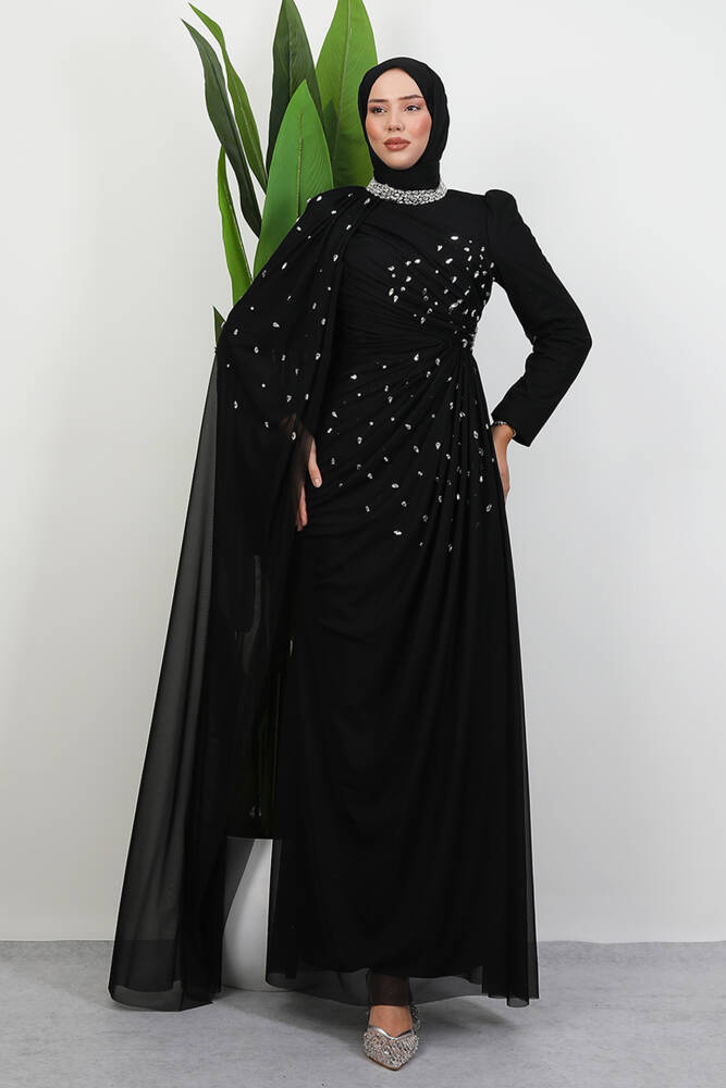 Asrın Boncuk Abiye Siyah - LAMİAGİYİM