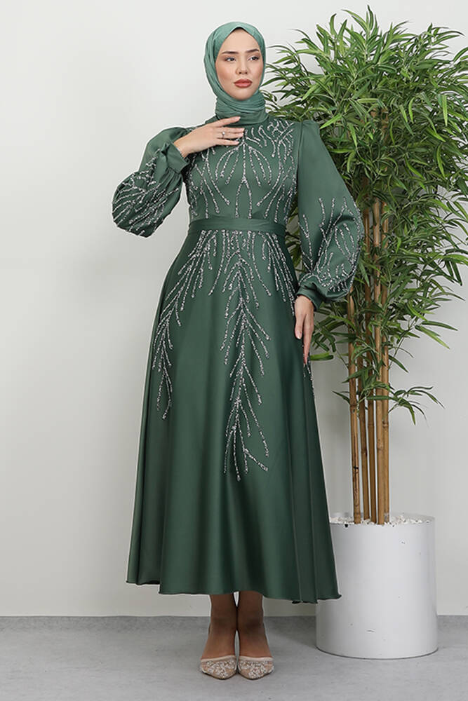 Buğlem Taşlı Abiye Haki 