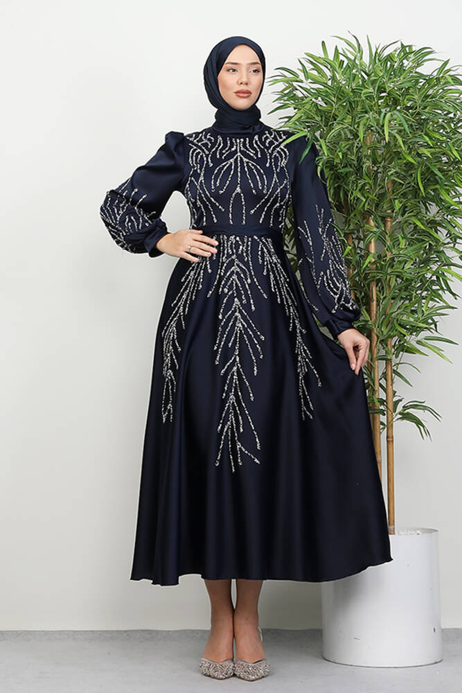 Buğlem Taşlı Abiye Lacivert - LAMİAGİYİM