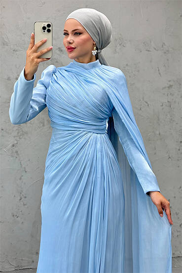 Burcu Tesettür Abiye Bebe Mavi - LAMİAGİYİM