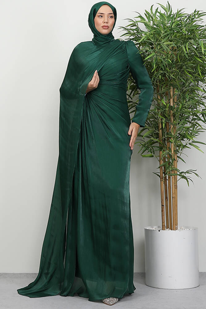 Burcu Tesettür Abiye Zümrüt - LAMİAGİYİM