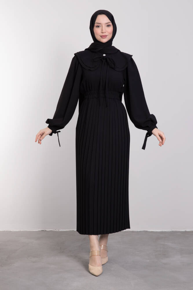 Büyük Bebe Yaka Etekli Elbise Siyah - LAMİAGİYİM