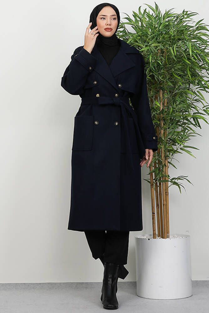 Büyük Cepli Kaban Lacivert - LAMİAGİYİM