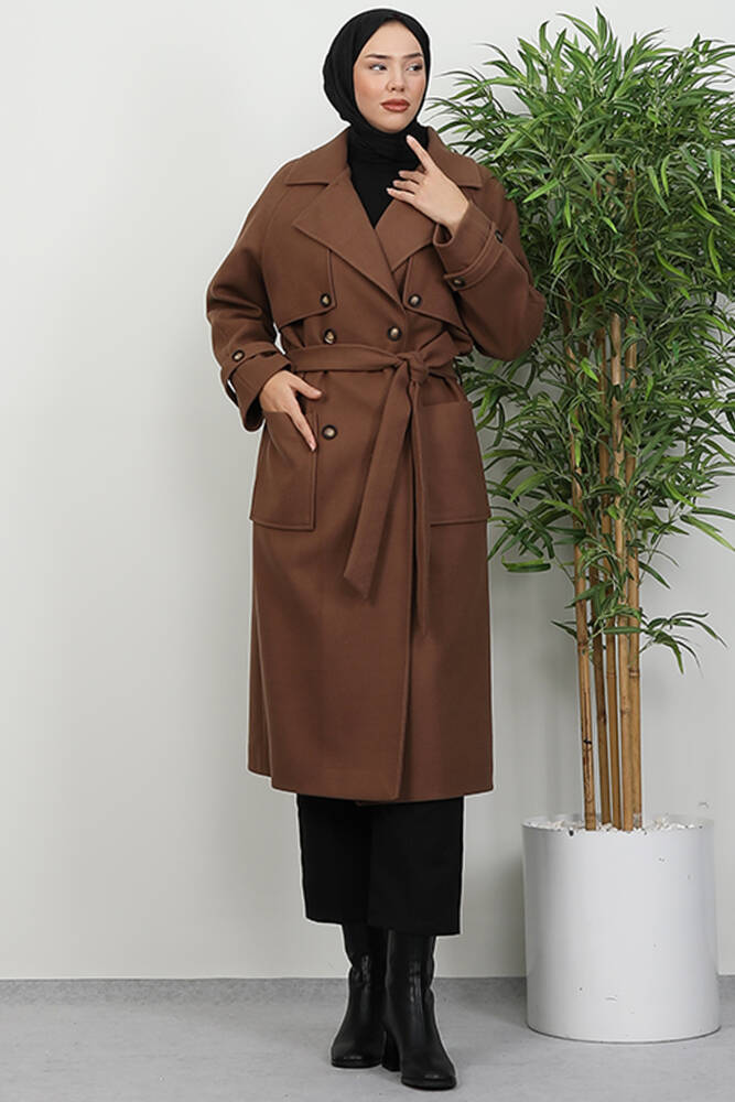 Büyük Cepli Kaban Sütlükahve - LAMİAGİYİM