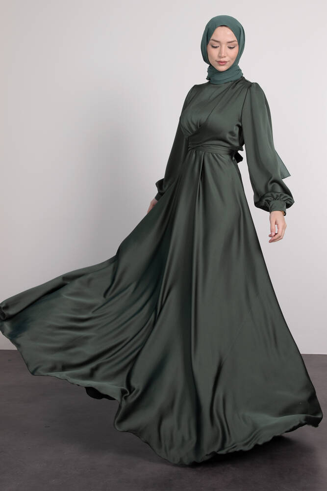 Çapraz Kuşaklı Abiye Açık Haki 