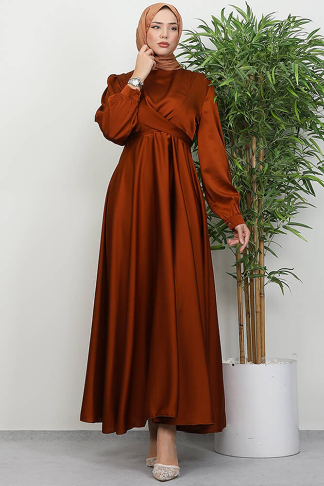 Çapraz Kuşaklı Abiye Bakır - LAMİAGİYİM