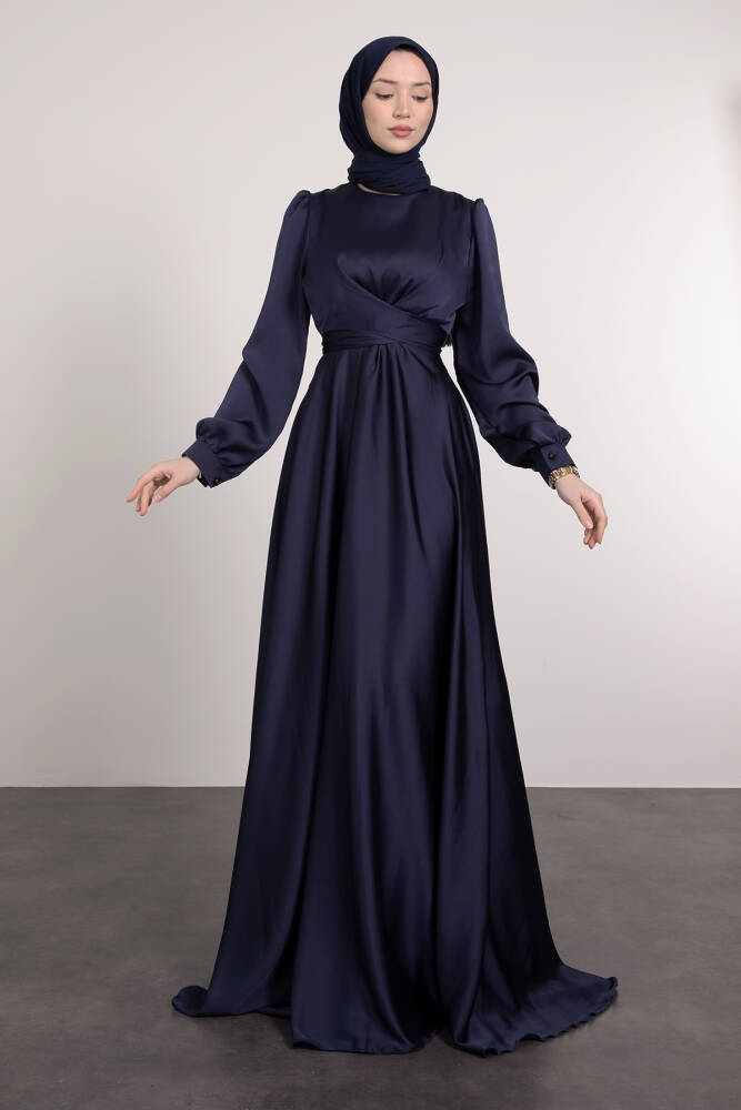 Çapraz Kuşaklı Abiye Lacivert 