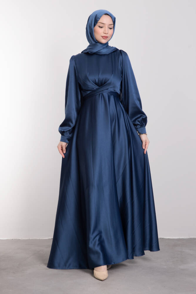 Çapraz Kuşaklı Abiye Petrol 