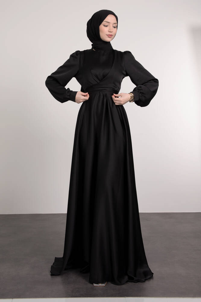 Çapraz Kuşaklı Abiye Siyah 