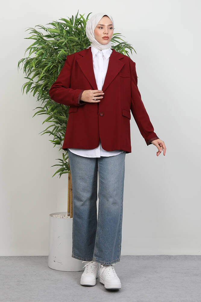 Dalya İki Düğmeli Ceket Bordo - LAMİAGİYİM