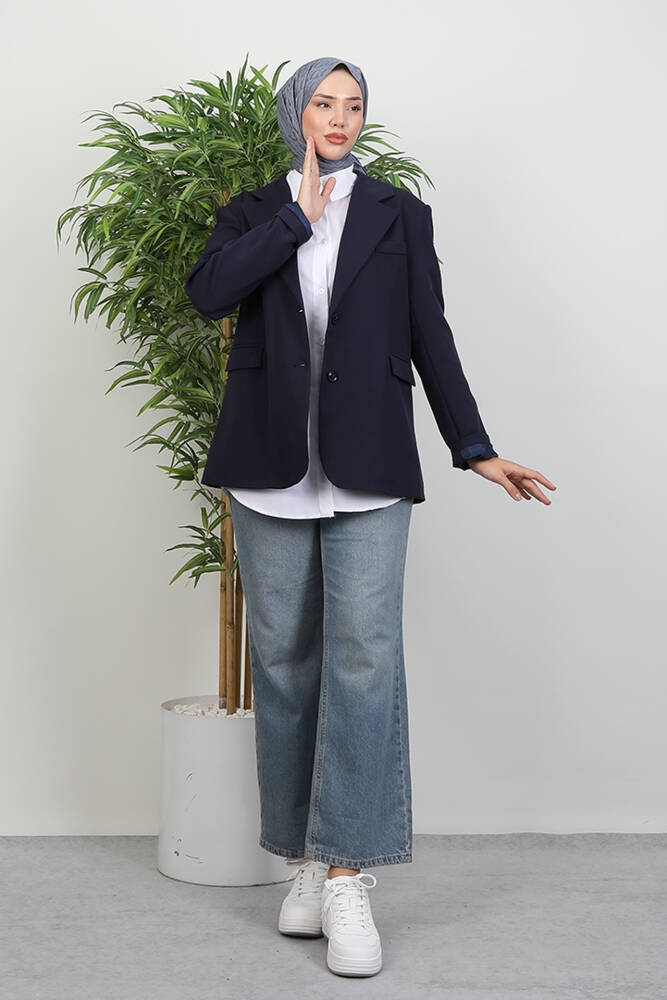 Dalya İki Düğmeli Ceket Lacivert - LAMİAGİYİM