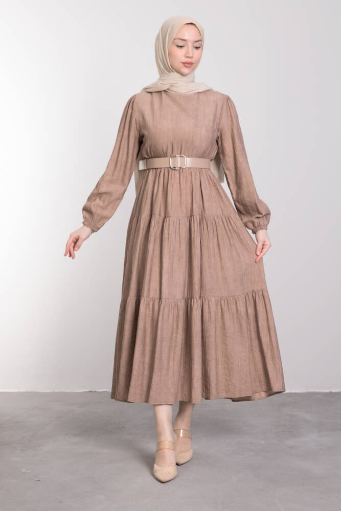 Deri Kemerli Spor Kesim Elbise Vizon - LAMİAGİYİM