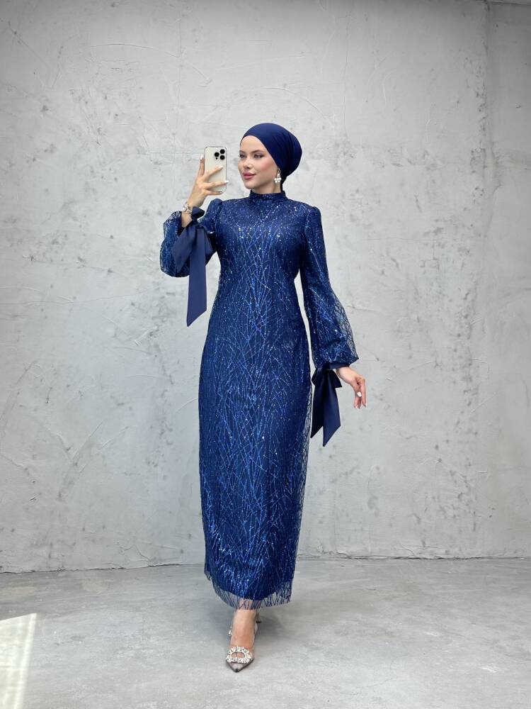 Dicle Tesettür Elbise Lacivert 
