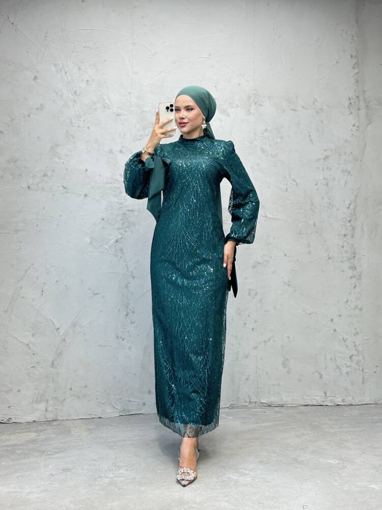 Dicle Tesettür Elbise Zümrüt 