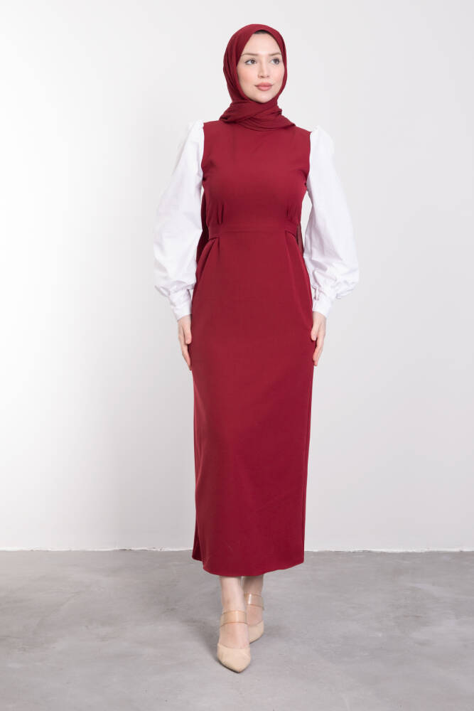 Ekin Tesettür Elbise Bordo - LAMİAGİYİM