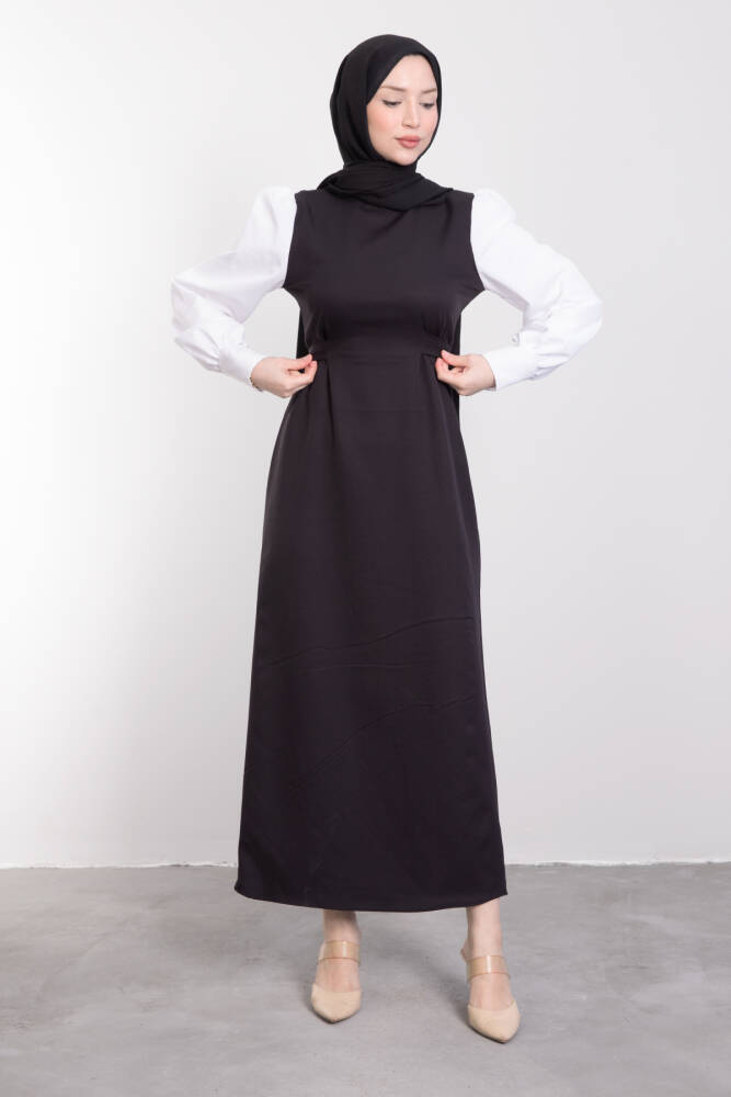 Ekin Tesettür Elbise Siyah - LAMİAGİYİM