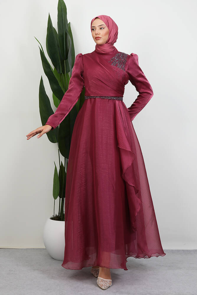 Eliza Tesettür Abiye Fuşya 