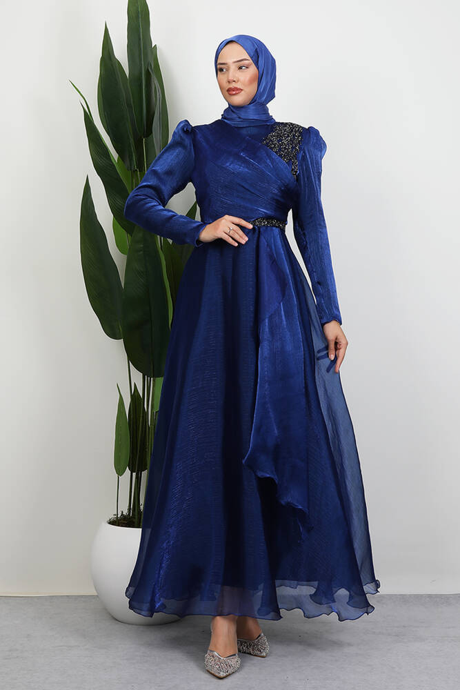 Eliza Tesettür Abiye Lacivert - LAMİAGİYİM
