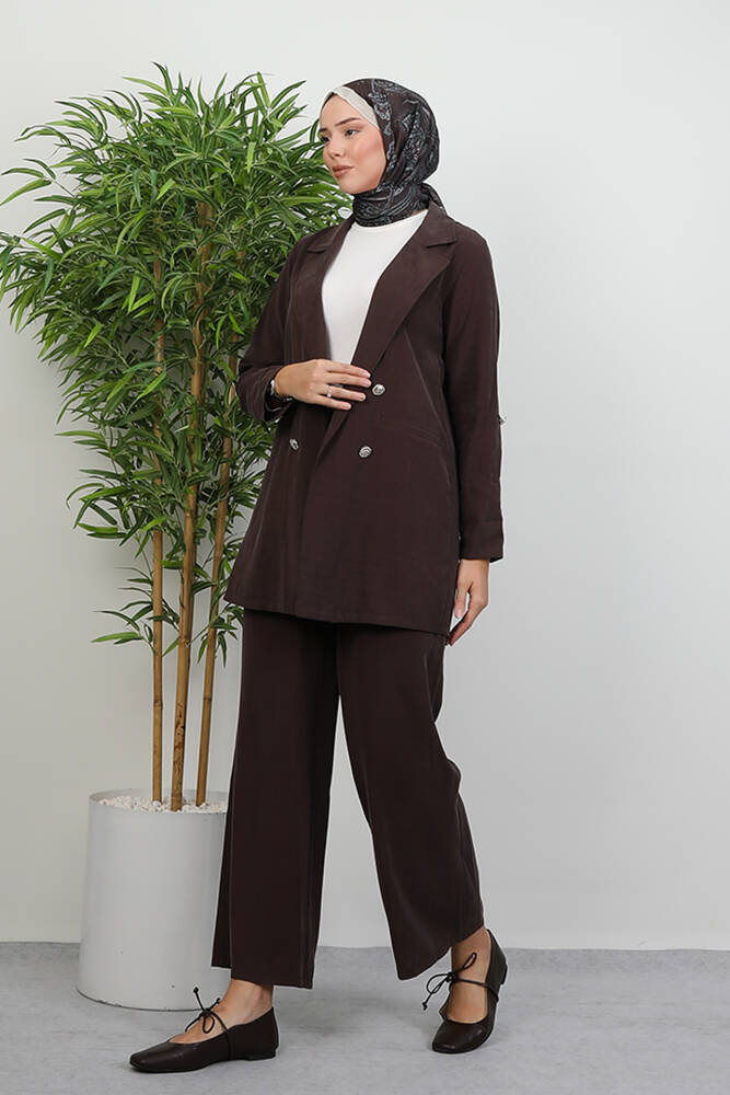 Elvin Pantolonlu Takım Acı Kahve - LAMİAGİYİM