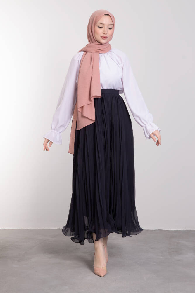 Eyfel Pileli Etek Lacivert - LAMİAGİYİM