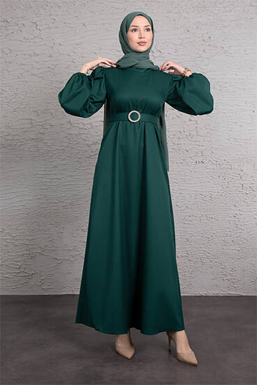 Feyza Tesettür Elbise Zümrüt 