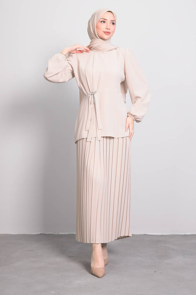 Fiyonk Taşlı Takım Bej - LAMİAGİYİM