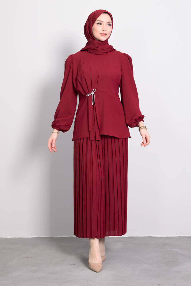 Fiyonk Taşlı Takım Bordo - LAMİAGİYİM