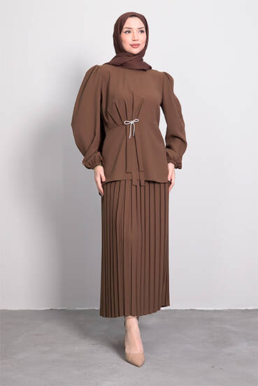 Fiyonk Taşlı Takım Kahve - LAMİAGİYİM