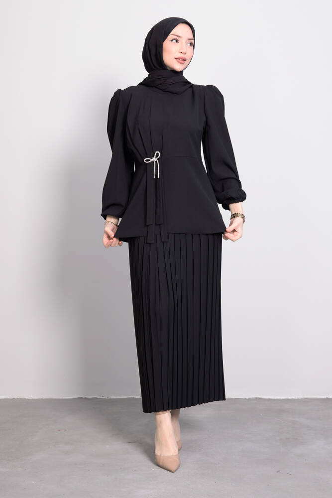 Fiyonk Taşlı Takım Siyah - LAMİAGİYİM