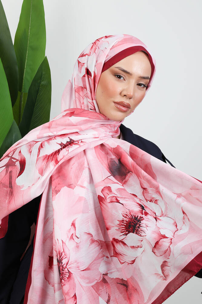 Florya Desenli Şal Bordo - LAMİAGİYİM