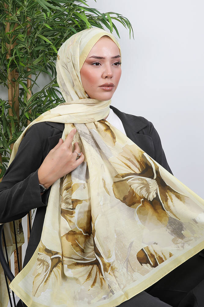 Florya Desenli Şal Sarı - LAMİAGİYİM