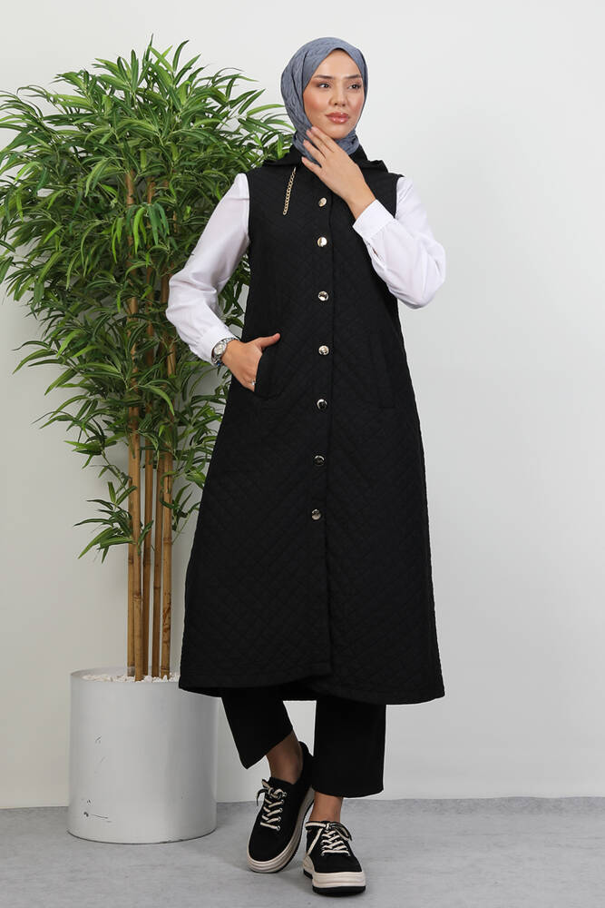 Gold Detay Yelek Siyah - LAMİAGİYİM