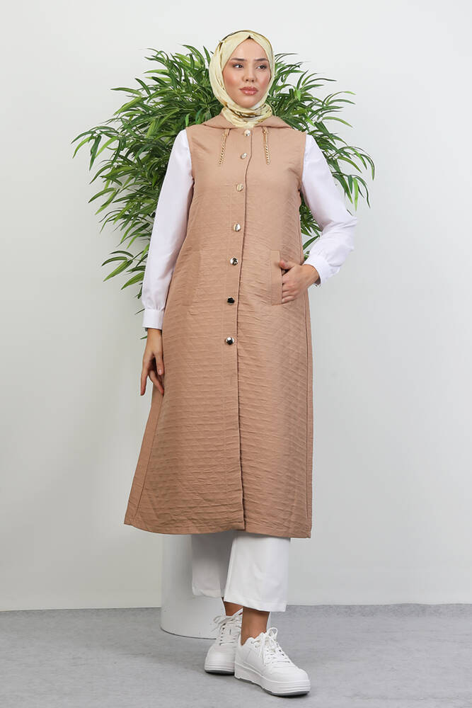 Gold Detay Yelek Sütlükahve - LAMİAGİYİM