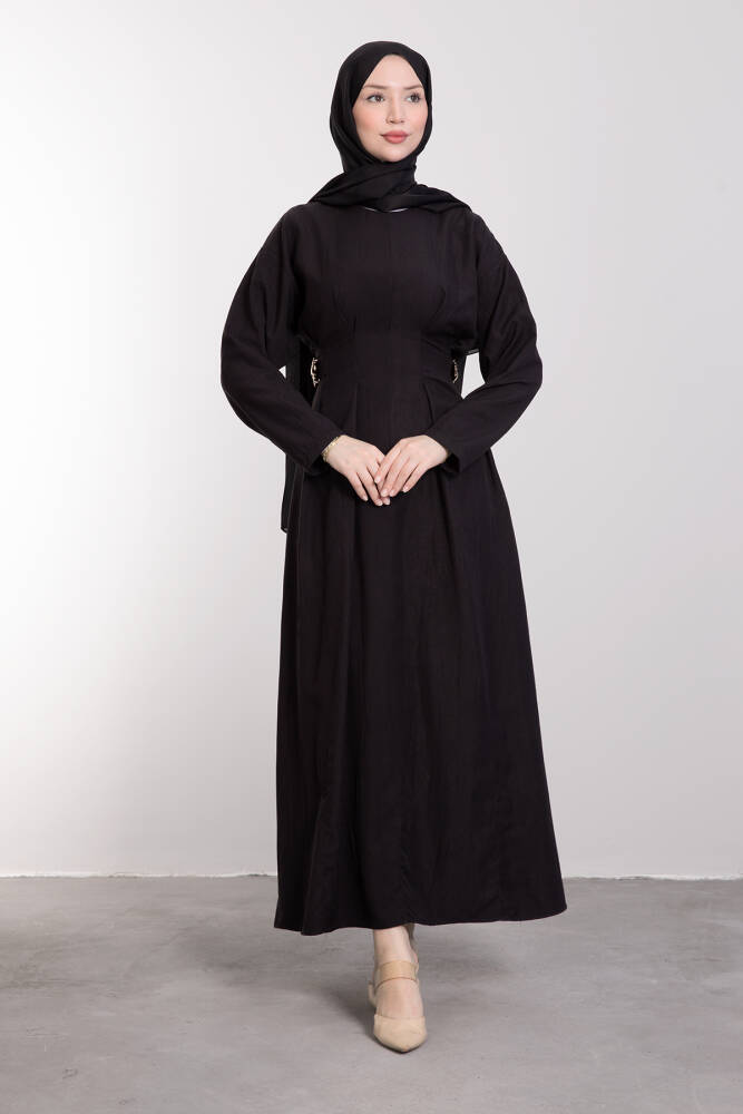 Gold Toka Detaylı Elbise Siyah - LAMİAGİYİM