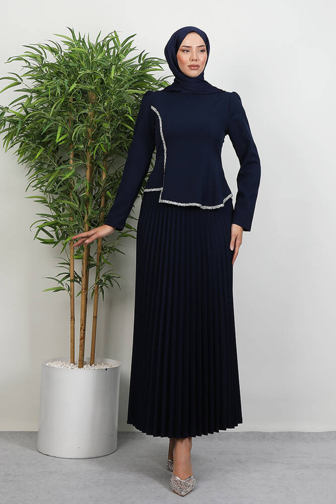 Gül Hanım Etekli Takım Lacivert - LAMİAGİYİM