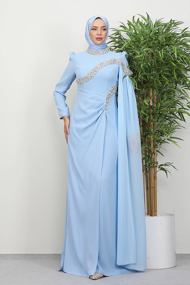 Hanzade Krep Abiye Bebe Mavi - LAMİAGİYİM