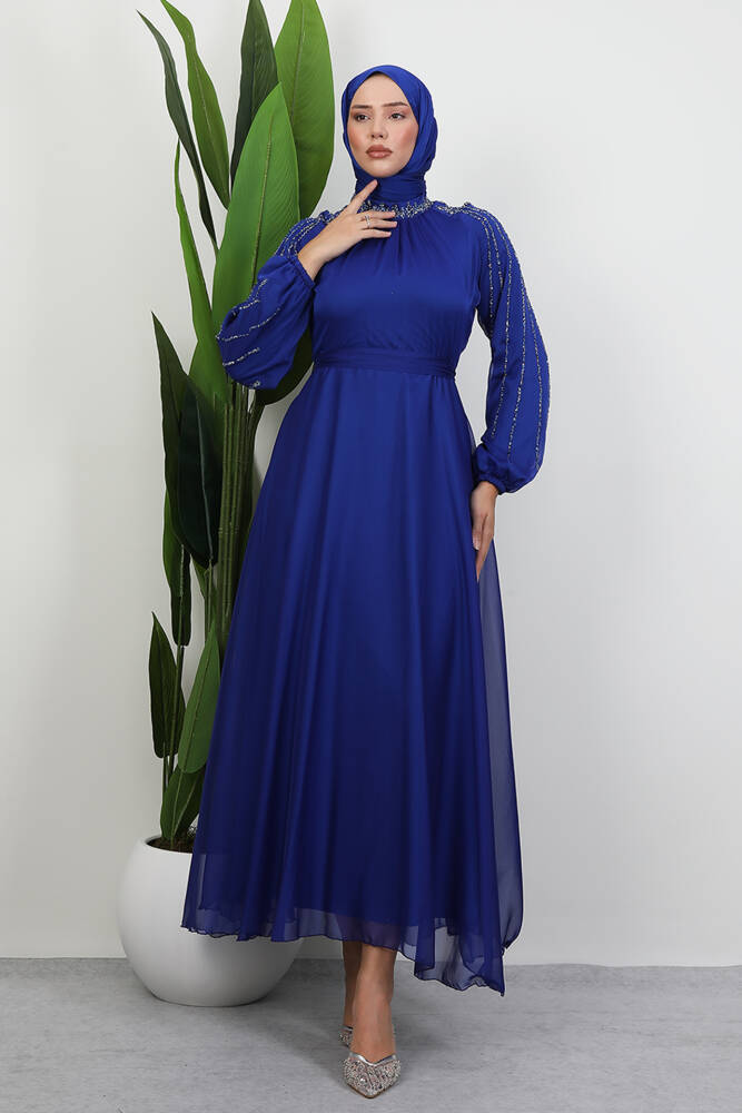 Helen Taşlı Janjan Elbise Gece Mavi - LAMİAGİYİM