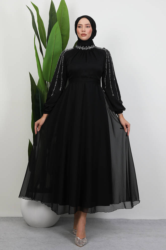 Helen Taşlı Janjan Elbise Siyah - LAMİAGİYİM